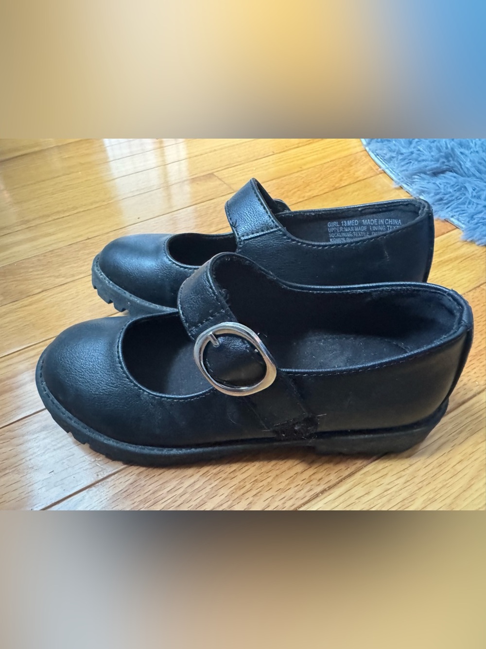 Sonoma Girls Black Mary Jane Shoes Size 13 Velcro Strap Uniform Shoes